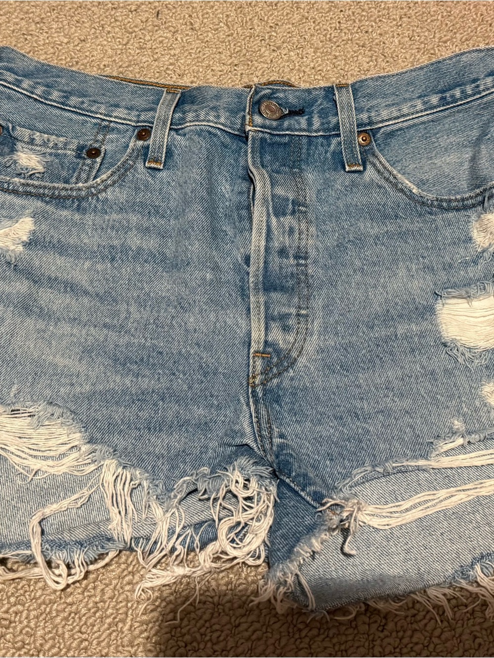 Levi’s 501 Light Blue Distressed Denim Women's Shorts